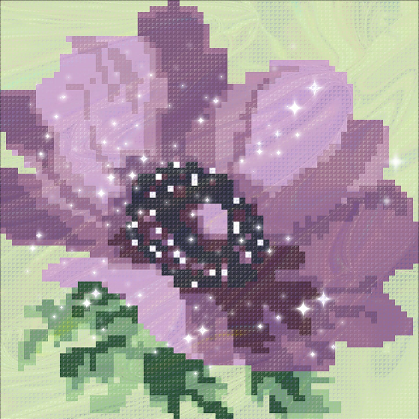 Purple Poppy - Full  9CT Stamped Cross Stitch - Bead Embroidery 20x20CM/7.87x7.87in