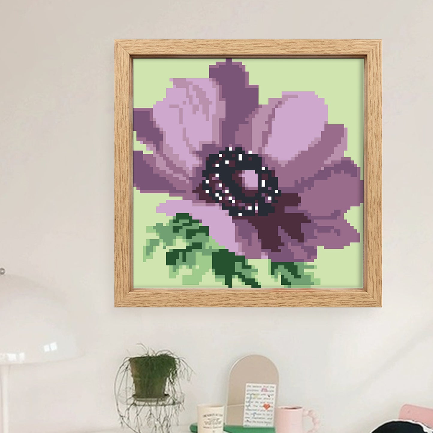 Purple Poppy - Full  9CT Stamped Cross Stitch - Bead Embroidery 20x20CM/7.87x7.87in