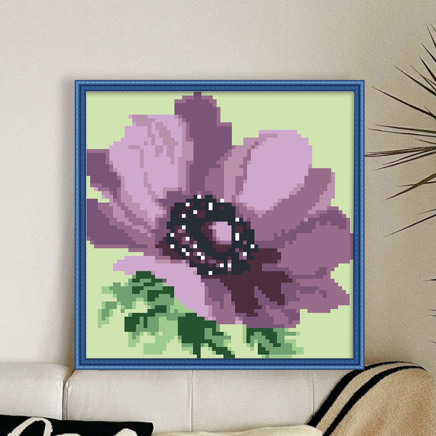 Purple Poppy - Full  9CT Stamped Cross Stitch - Bead Embroidery 20x20CM/7.87x7.87in