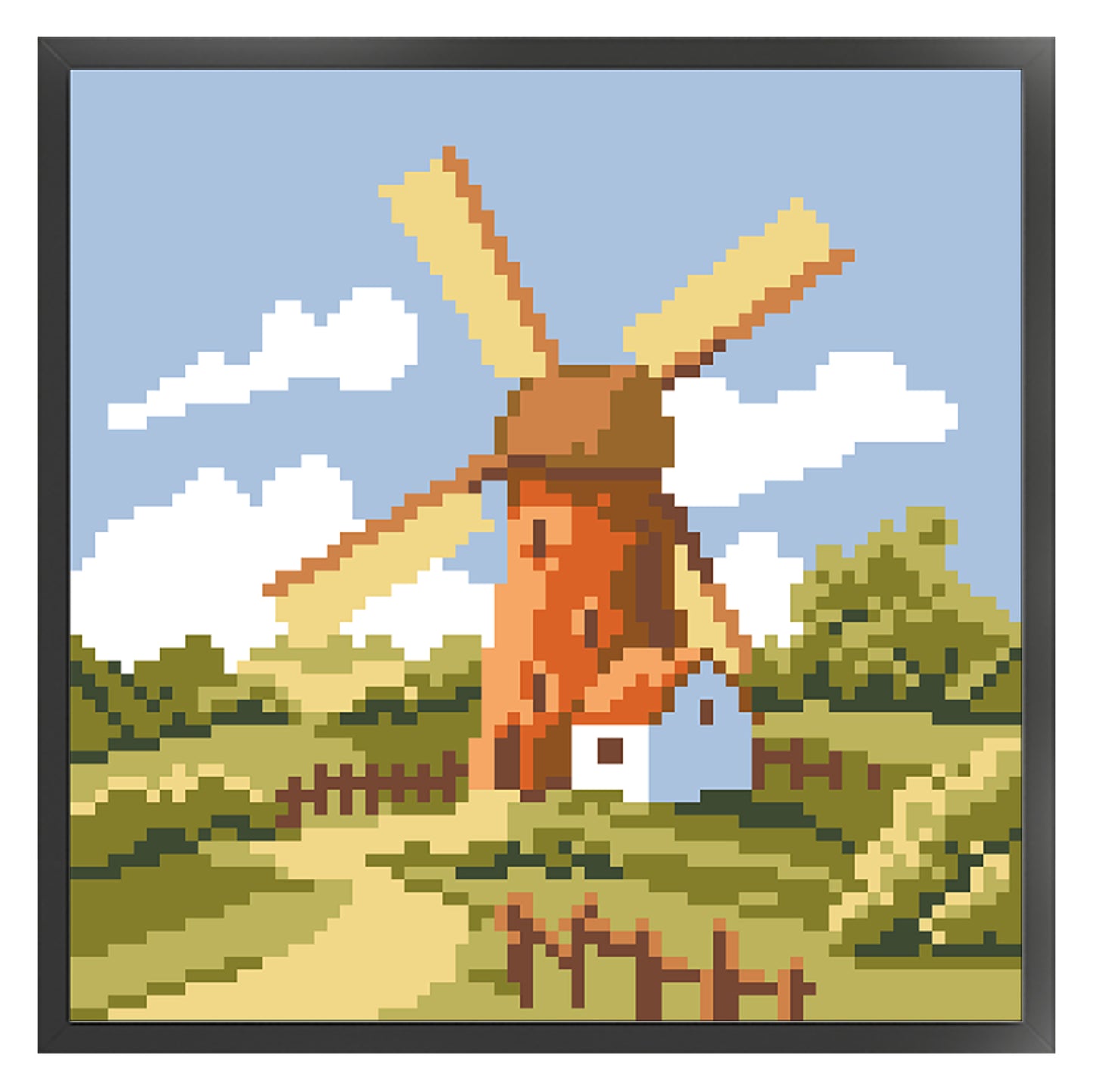 Dutch Windmill - Full  9CT Stamped Cross Stitch - Bead Embroidery 21x21CM/8.27x8.27in
