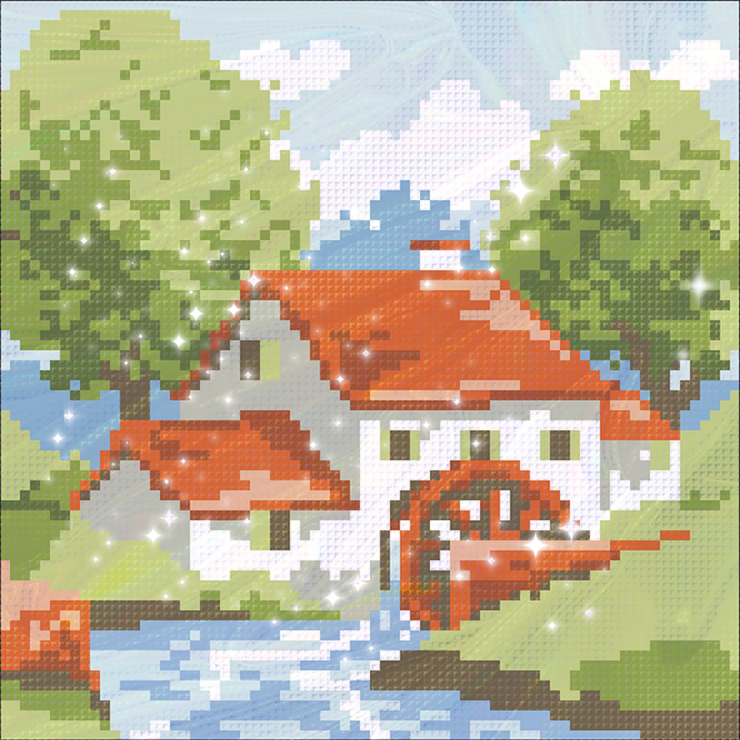 Country Cottage Watermill - Full  9CT Stamped Cross Stitch - Bead Embroidery 21x21CM/8.27x8.27in
