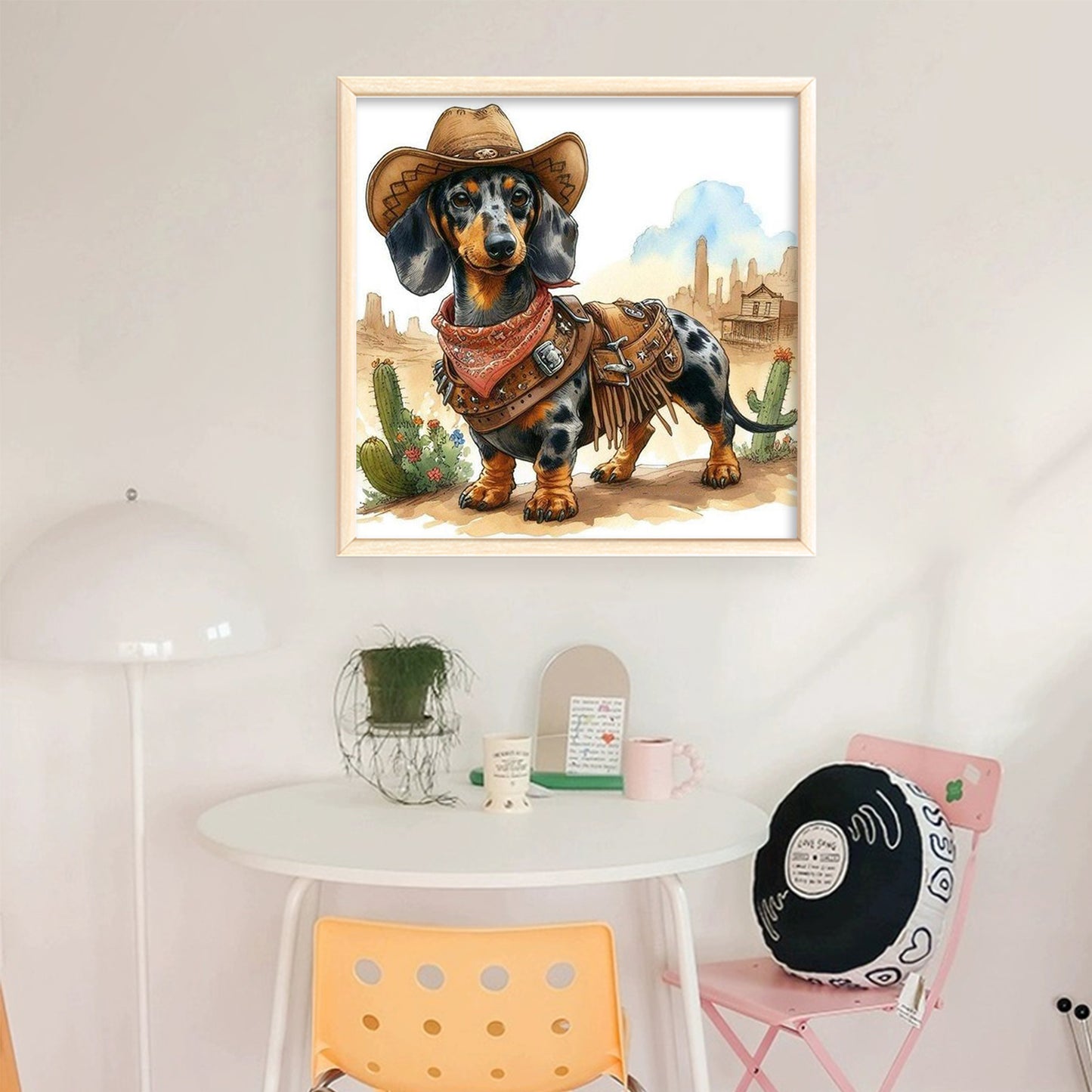 Cowboy Dachshund - Full 11CT Stamped Cross Stitch 40x40CM - Huacan
