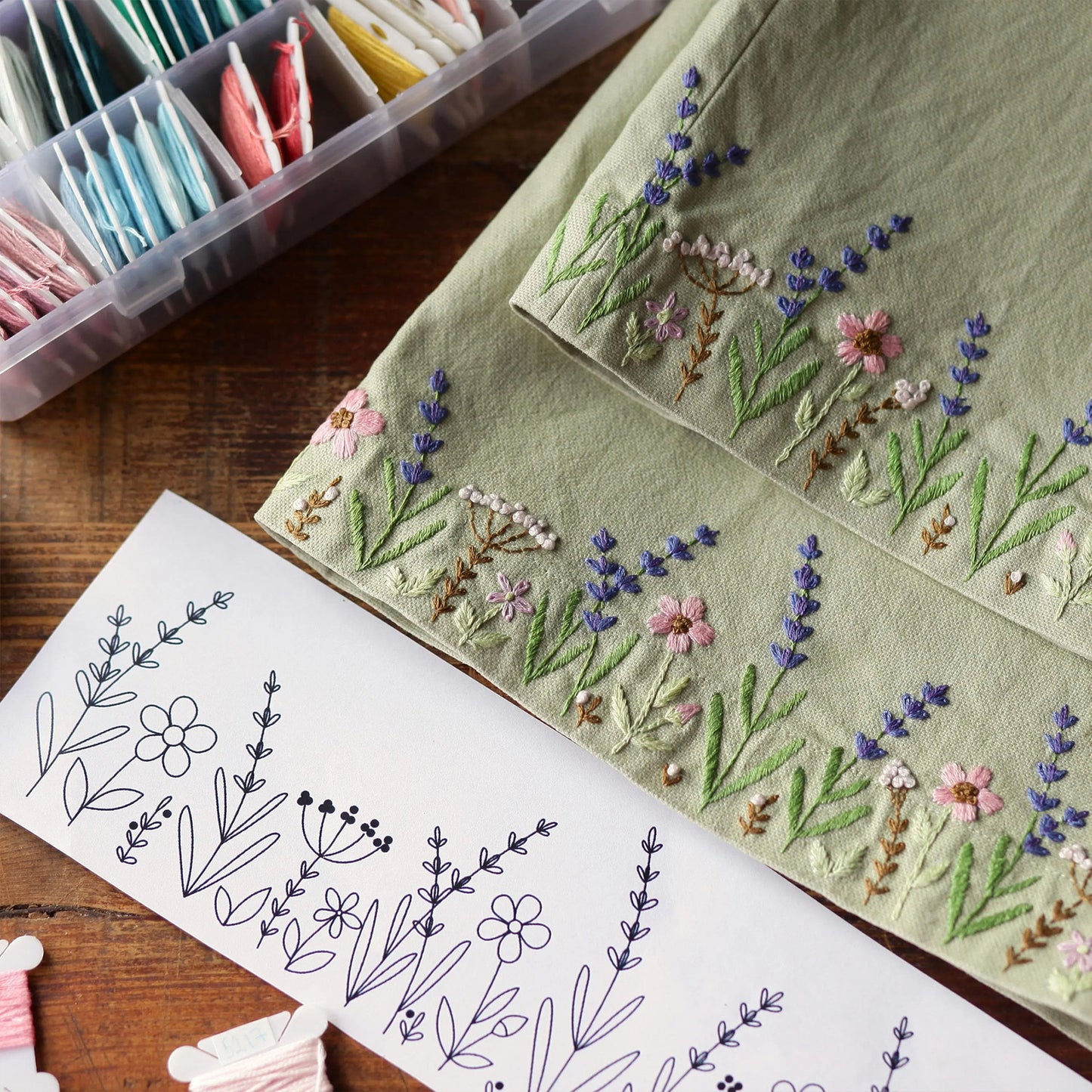 2PCS Flowers DIY Water Soluble Stabilizer Embroidery Paper with Pre-Printed Pattern Stick and Stitch Embroidery Paper Wash Away for Hand Sewing