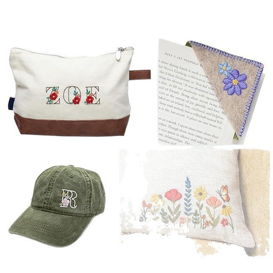 4PCS Patterned Edges DIY Water Soluble Stabilizer Embroidery Paper with Pre-Printed Pattern Stick and Stitch Embroidery Paper Wash Away for Hand Sewing