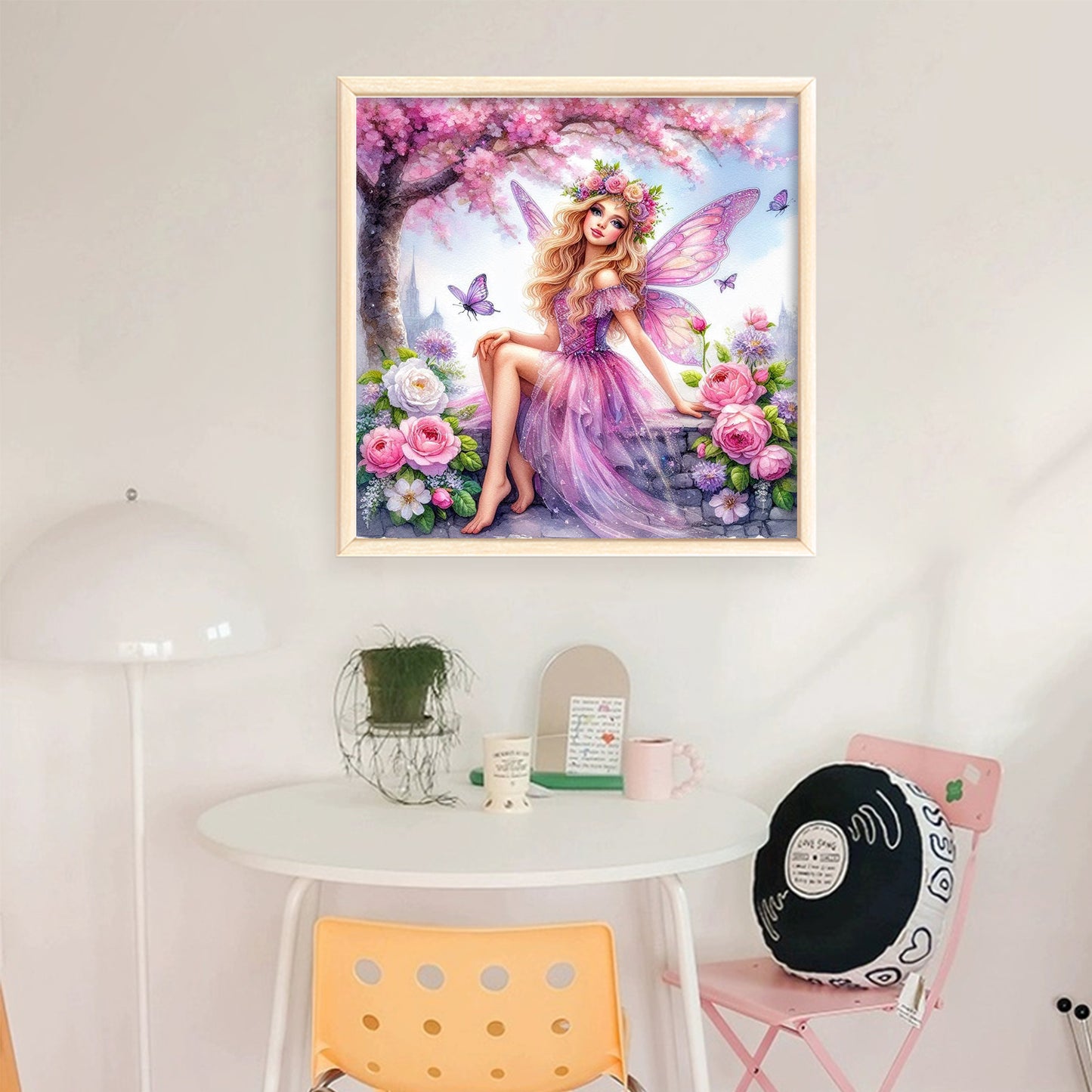 Seated Butterfly Fairy - Full 11CT Stamped Cross Stitch 45x45CM - Huacan