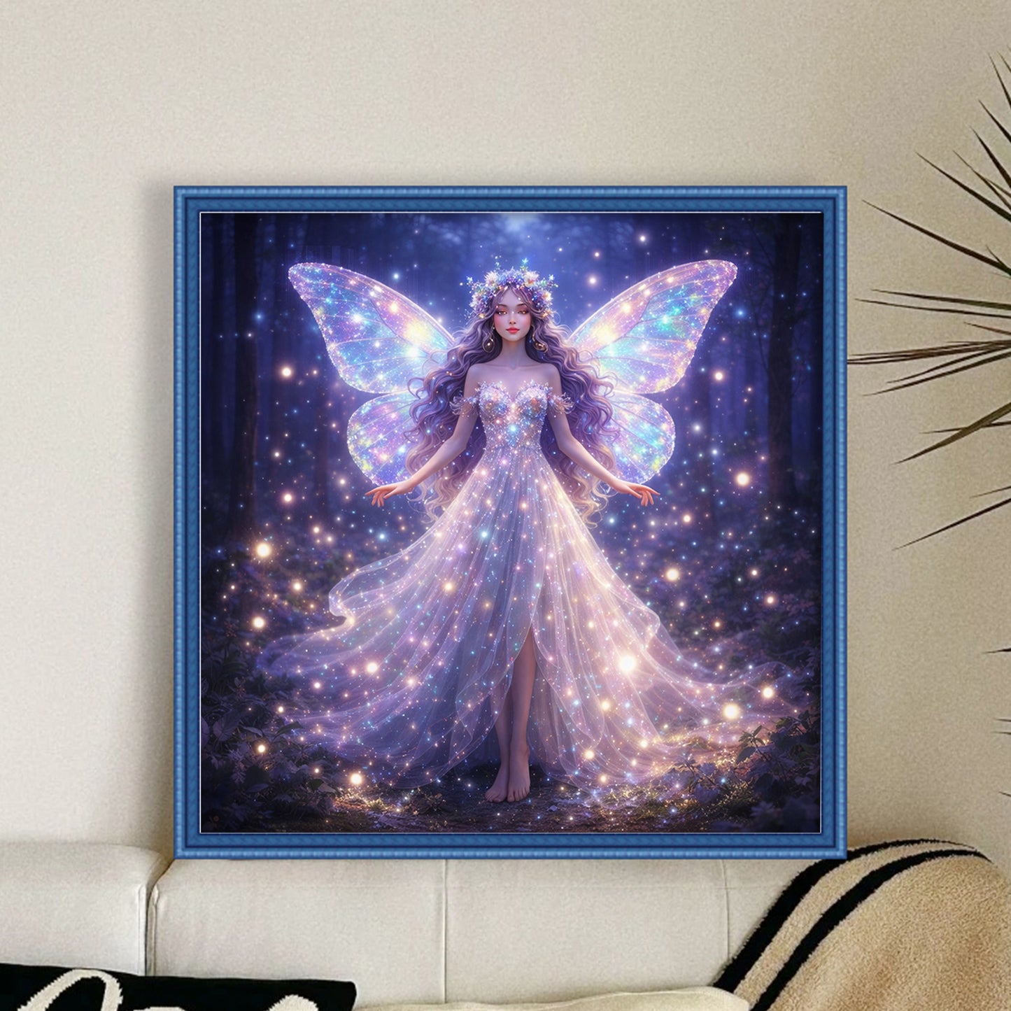 Night Butterfly Fairy - Full 11CT Stamped Cross Stitch 45x45CM - Huacan