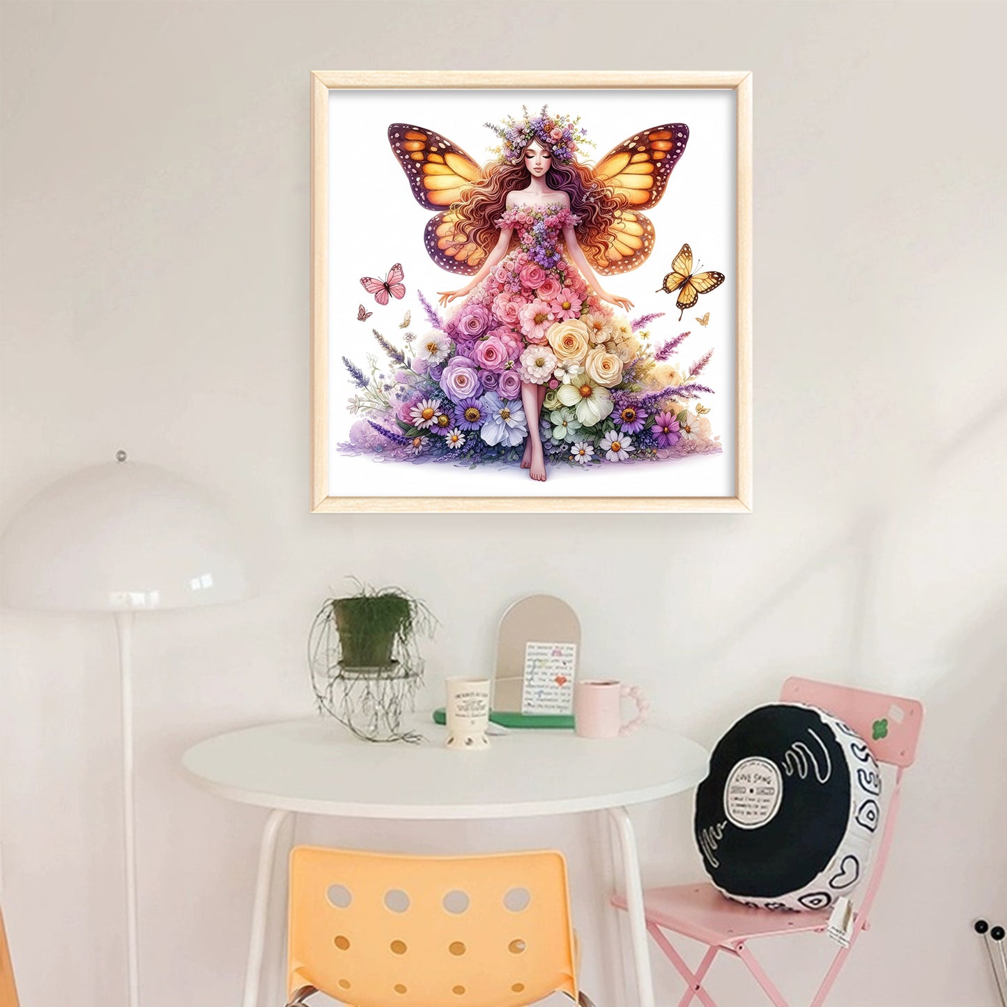 Butterfly Fairy In Floral Dress - Full 11CT Stamped Cross Stitch 45x45CM - Huacan