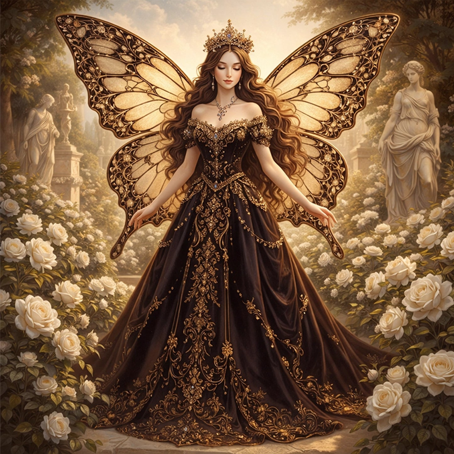 Butterfly Fairy - Full 11CT Stamped Cross Stitch 45x45CM - Huacan