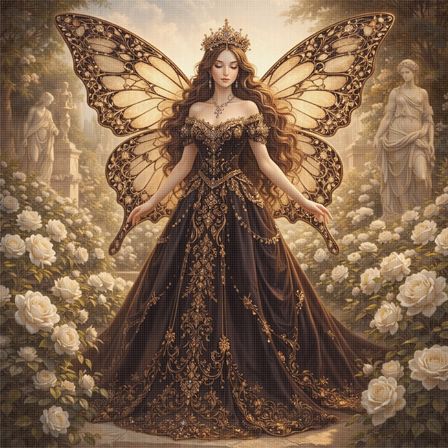 Butterfly Fairy - Full 11CT Stamped Cross Stitch 45x45CM - Huacan