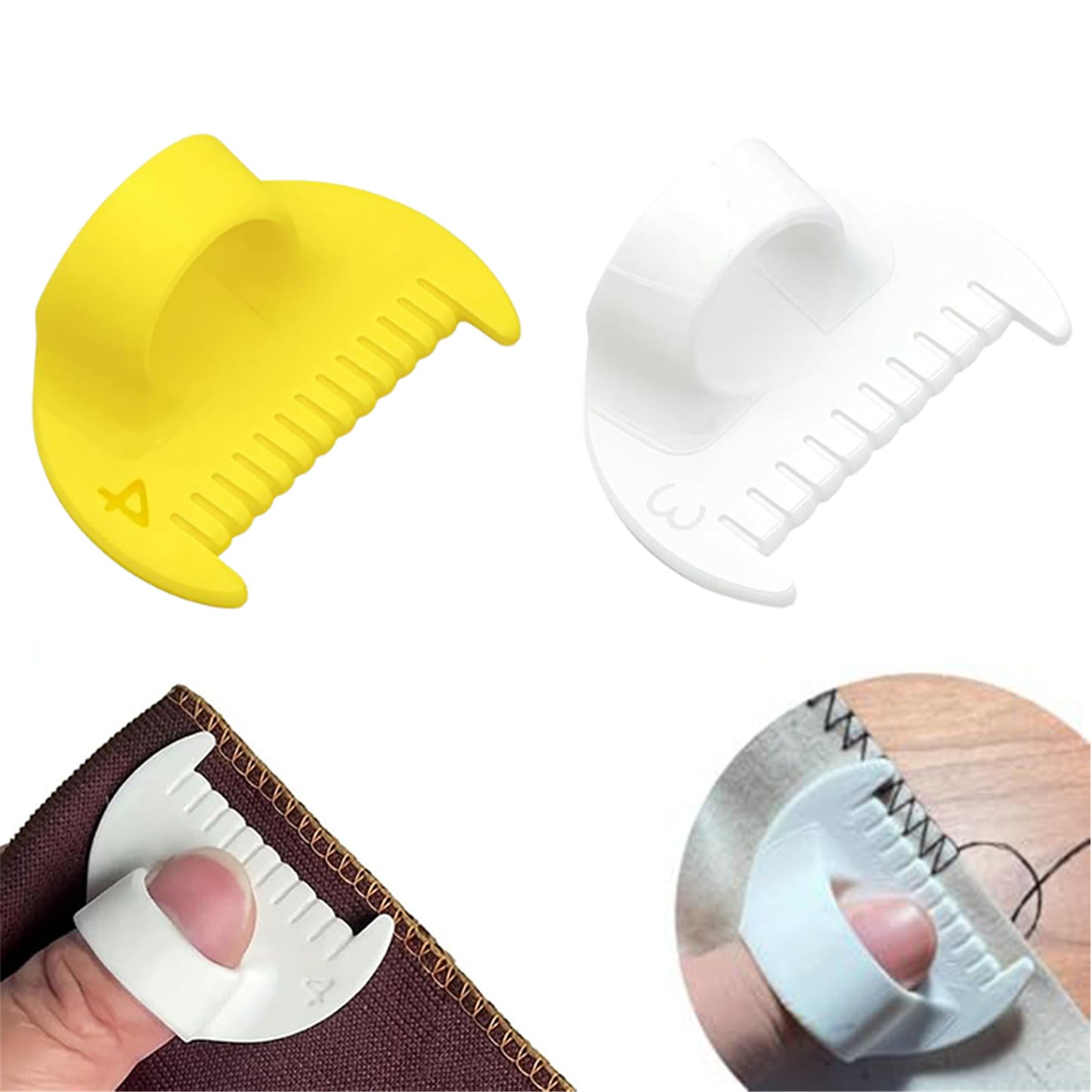 2Pcs Sewing Ruler Sewing Gauge 3mm/4mm Edge Sewing Lockranding Tool Quilting Templates for Hand Sewing Quilting Hemming & Crafts (White Yellow)