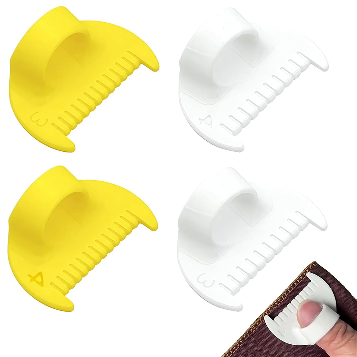 2Pcs Sewing Ruler Sewing Gauge 3mm/4mm Edge Sewing Lockranding Tool Quilting Templates for Hand Sewing Quilting Hemming & Crafts (White Yellow)