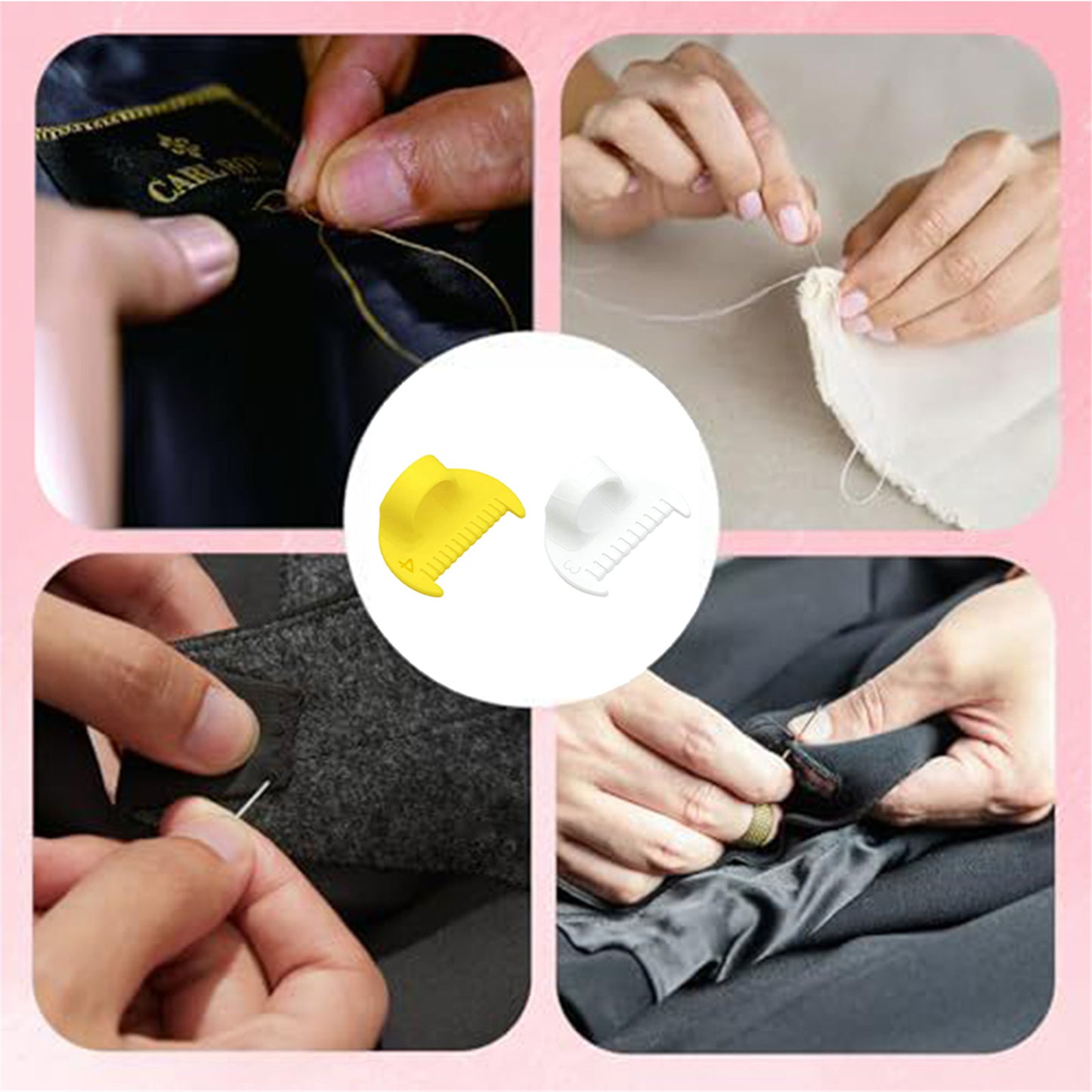 2Pcs Sewing Ruler Sewing Gauge 3mm/4mm Edge Sewing Lockranding Tool Quilting Templates for Hand Sewing Quilting Hemming & Crafts (White Yellow)