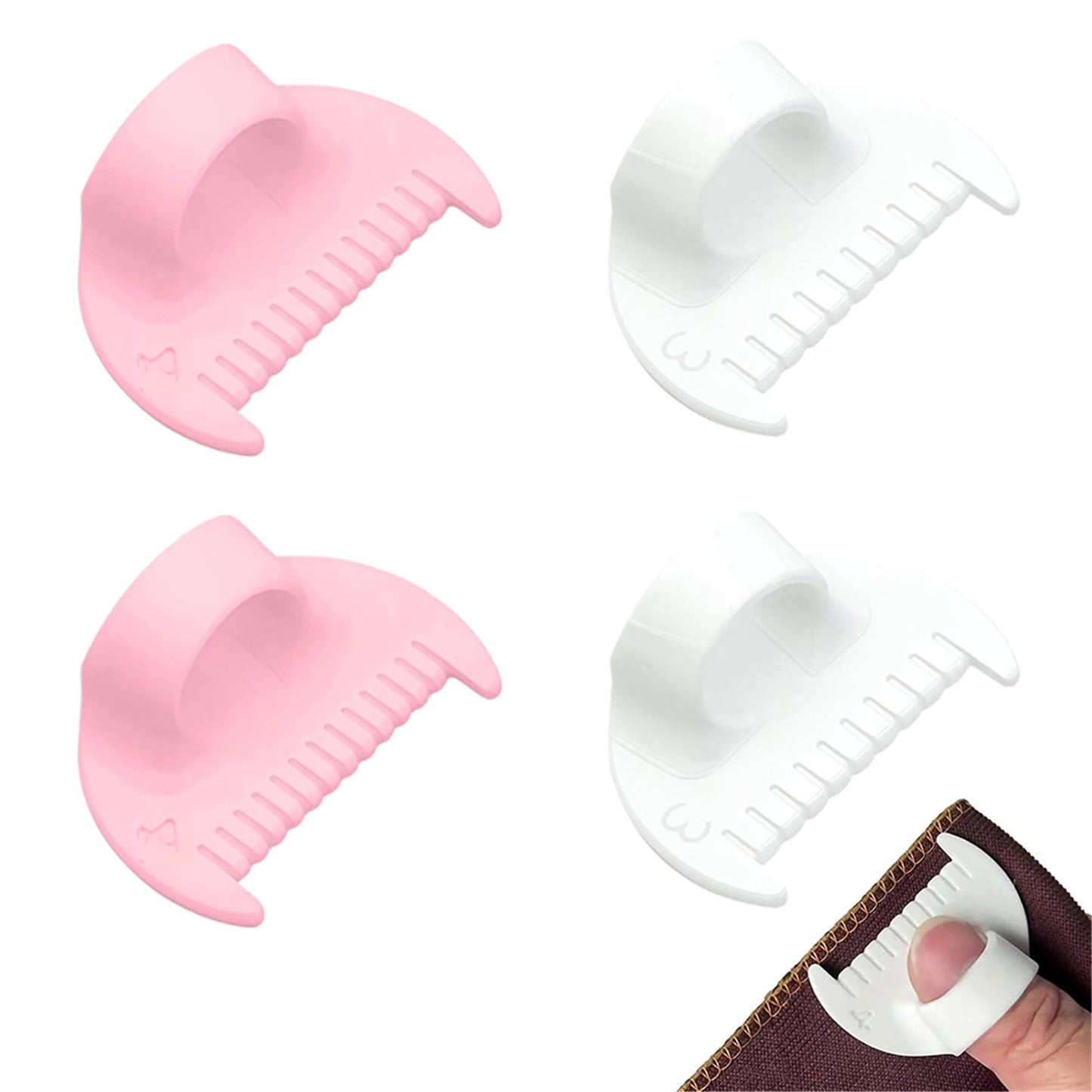 2Pcs Sewing Ruler Sewing Gauge 3mm/4mm Edge Sewing Lockranding Tool Quilting Templates for Hand Sewing Quilting Hemming & Crafts (white pink)