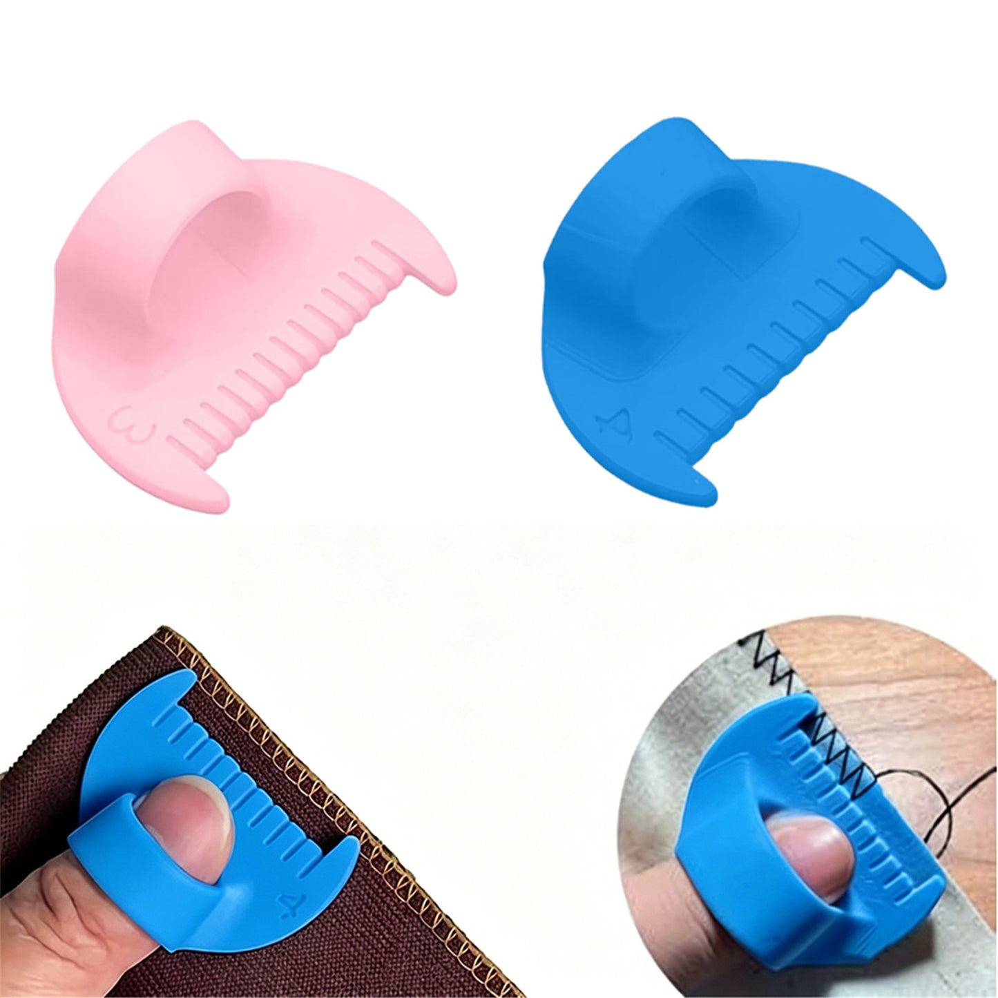 2Pcs Sewing Ruler Sewing Gauge 3mm/4mm Edge Sewing Lockranding Tool Quilting Templates for Hand Sewing Quilting Hemming & Crafts (Blue pink)
