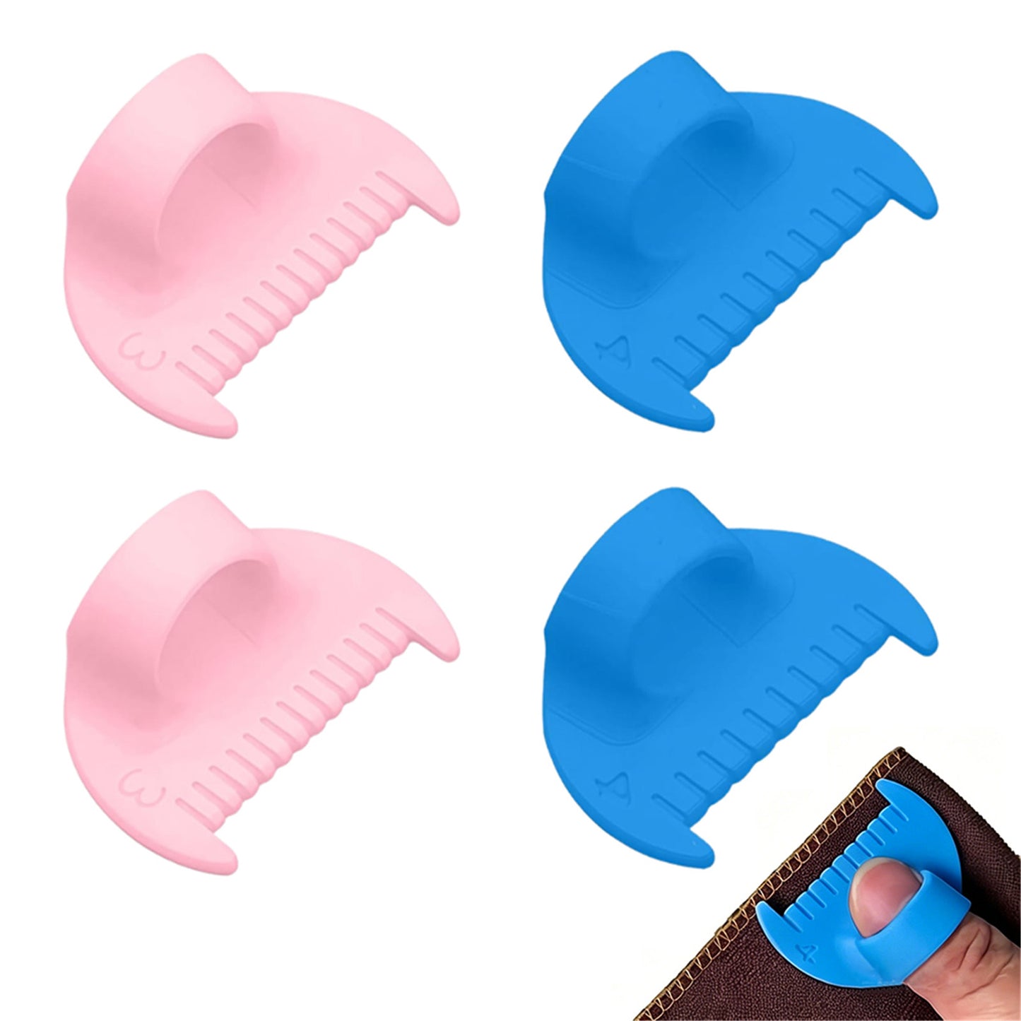 2Pcs Sewing Ruler Sewing Gauge 3mm/4mm Edge Sewing Lockranding Tool Quilting Templates for Hand Sewing Quilting Hemming & Crafts (Blue pink)