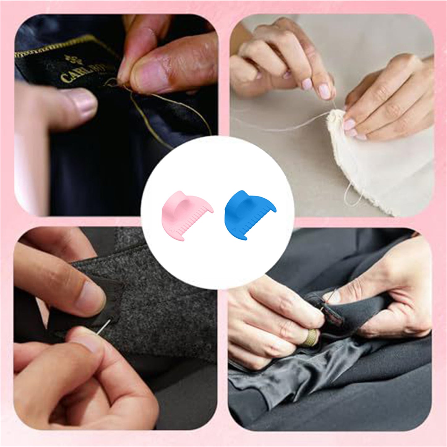 2Pcs Sewing Ruler Sewing Gauge 3mm/4mm Edge Sewing Lockranding Tool Quilting Templates for Hand Sewing Quilting Hemming & Crafts (Blue pink)