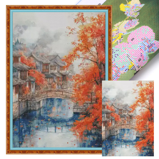 Autumn - Full 14CT Stamped Cross Stitch 70x95CM - Fairy Egyptian Cotton