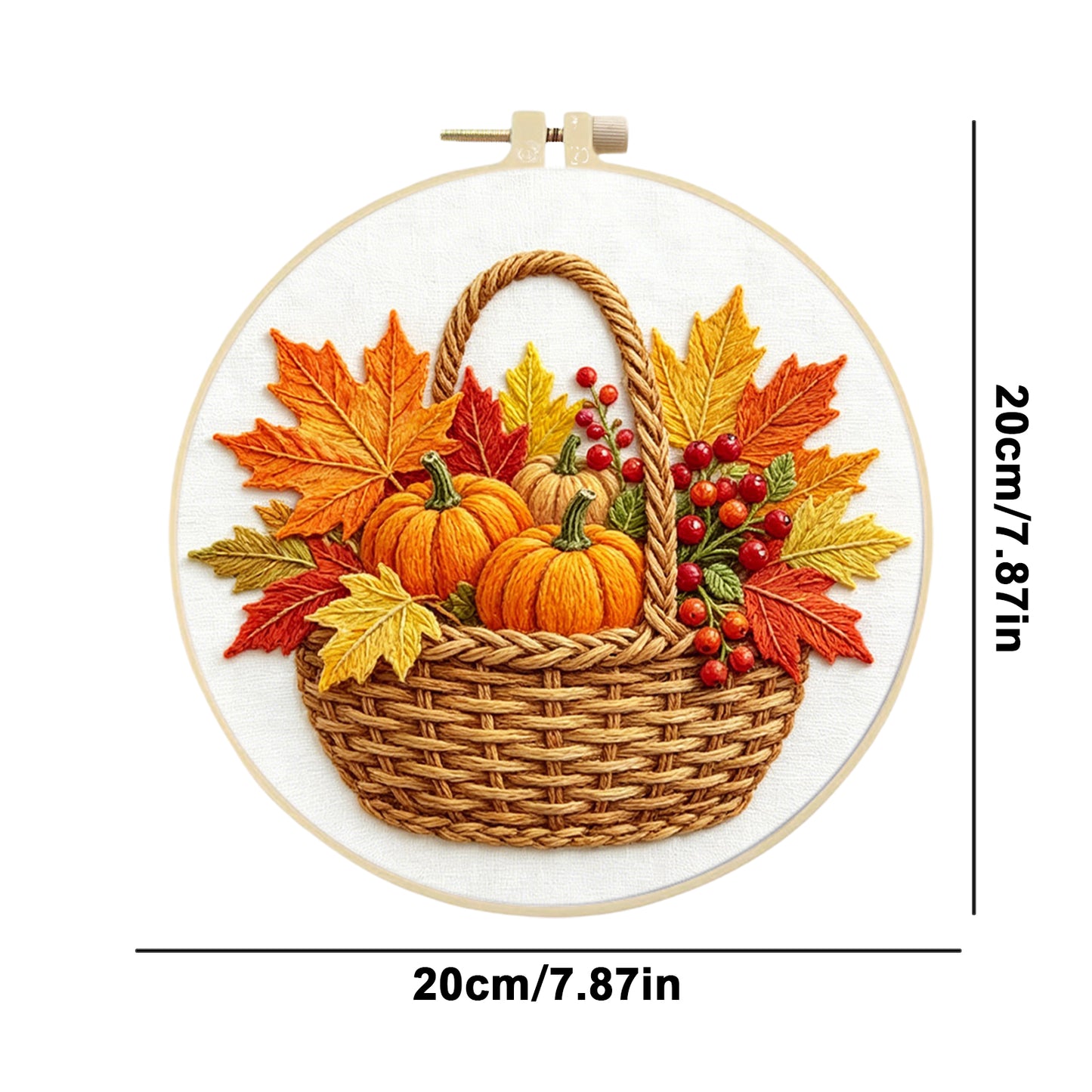Autumn Harvest - DIY Embroidery Cross Stitch Kit with Pattern Cotton Threads Needles Hoop 29x29CM/11.42x11.42in