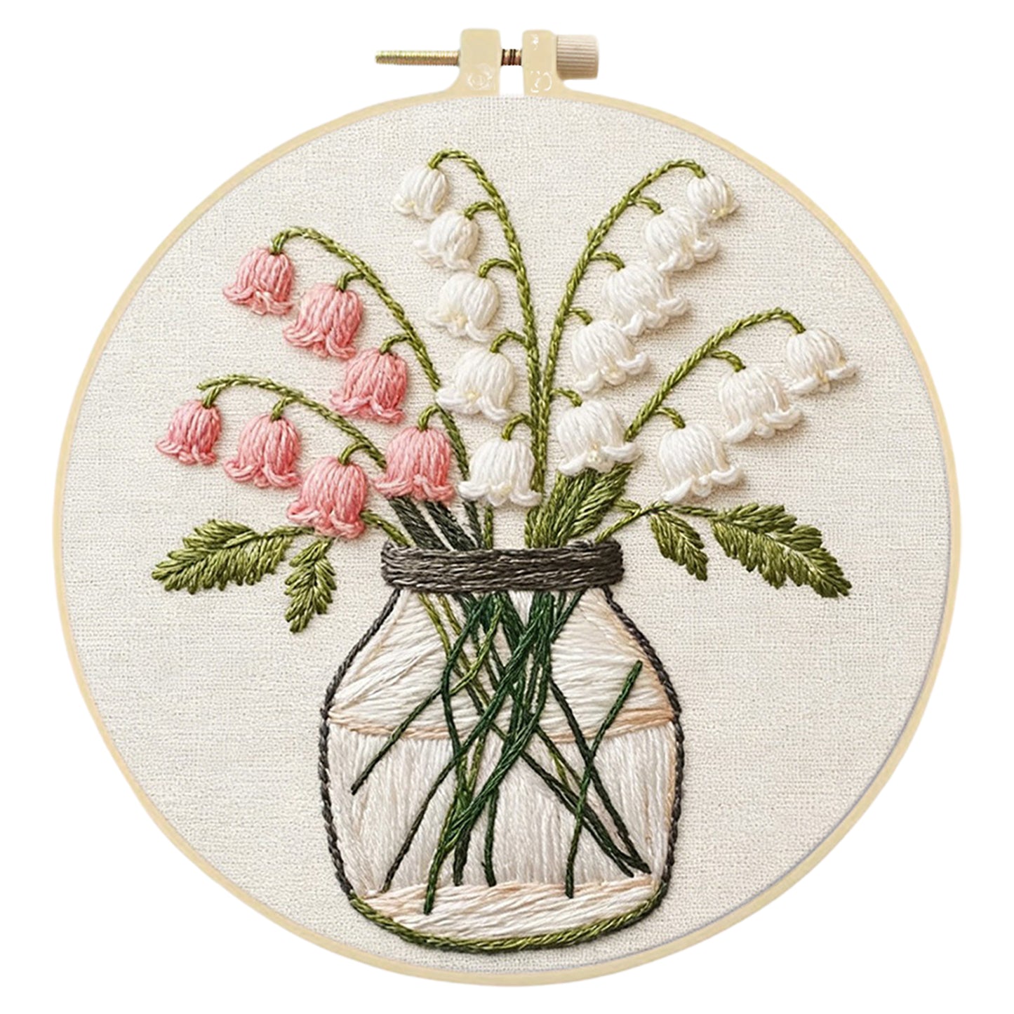 Lily Of The Valley - DIY Embroidery Cross Stitch Kit with Pattern Cotton Threads Needles Hoop 29x29CM/11.42x11.42in