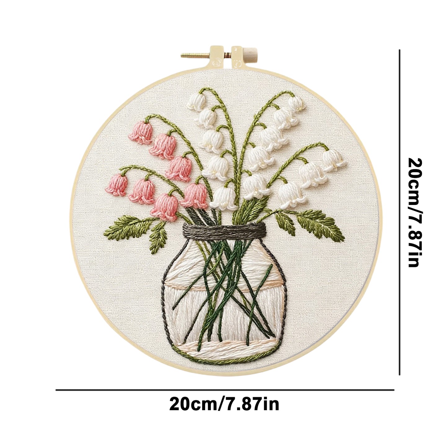 Lily Of The Valley - DIY Embroidery Cross Stitch Kit with Pattern Cotton Threads Needles Hoop 29x29CM/11.42x11.42in