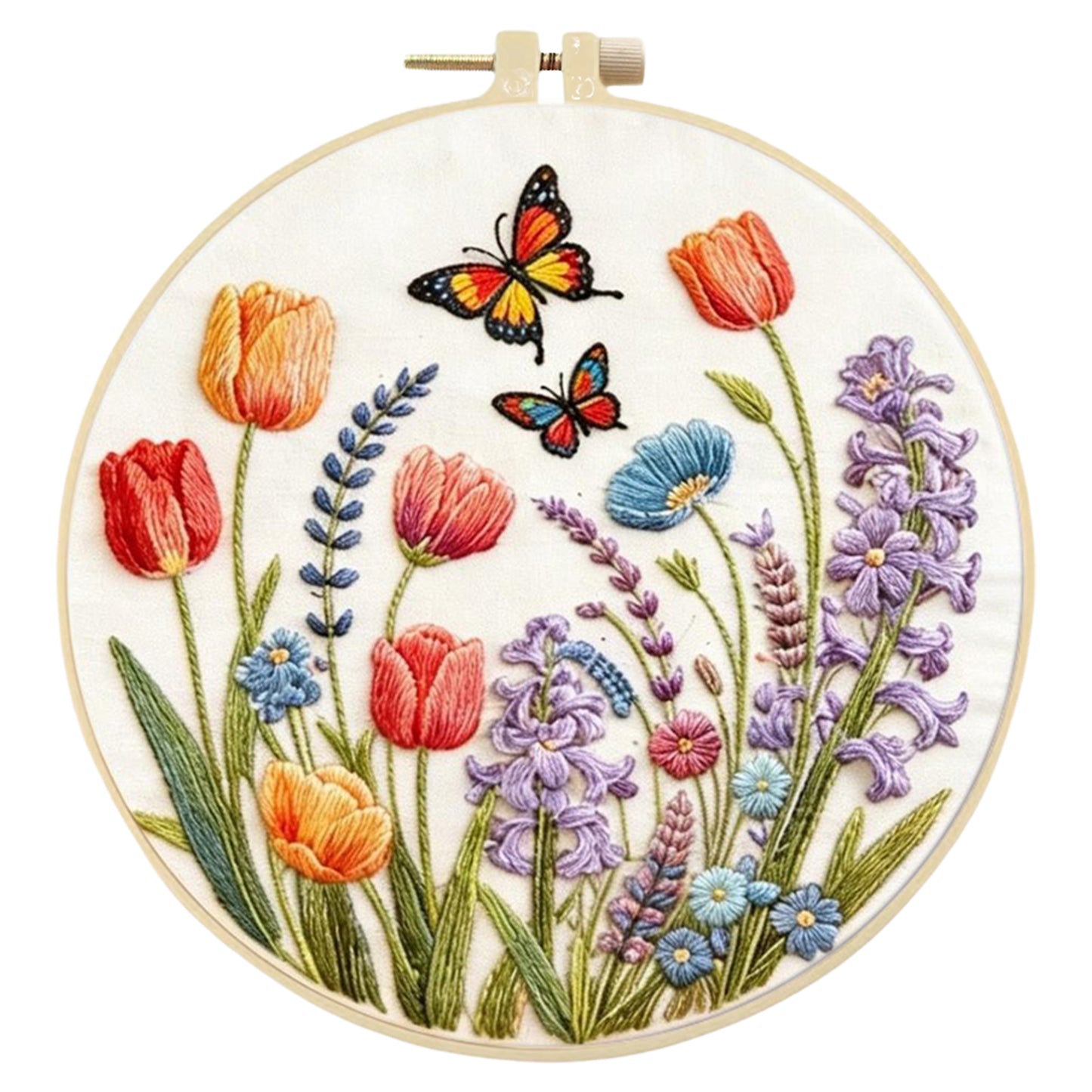 Spring Meadow - DIY Embroidery Cross Stitch Kit with Pattern Cotton Threads Needles Hoop 29x29CM/11.42x11.42in