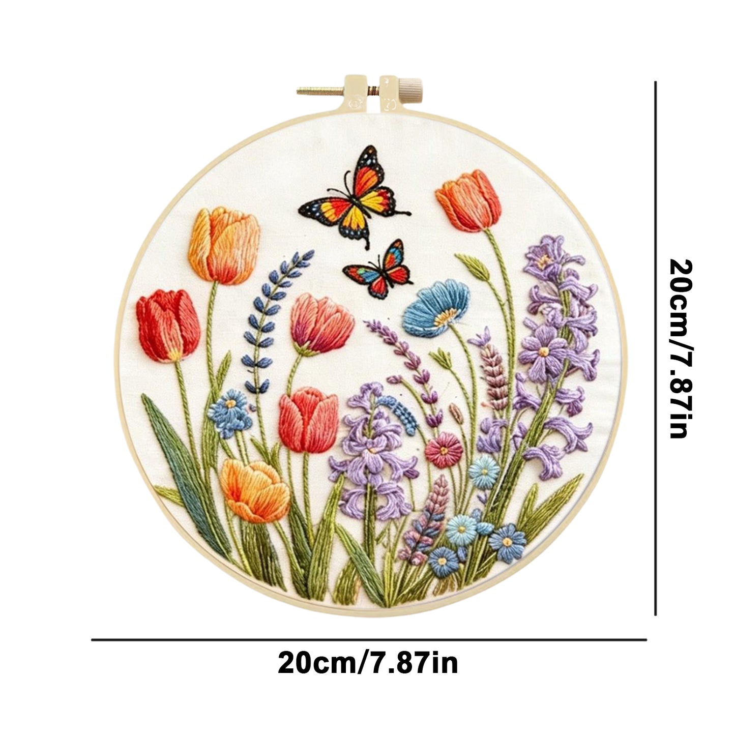 Spring Meadow - DIY Embroidery Cross Stitch Kit with Pattern Cotton Threads Needles Hoop 29x29CM/11.42x11.42in