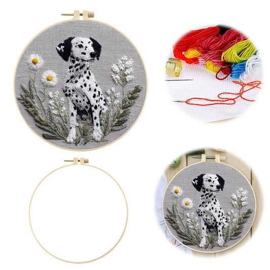 Spot And Bloom - DIY Embroidery Cross Stitch Kit with Pattern Cotton Threads Needles Hoop 30x30CM/11.81x11.81in