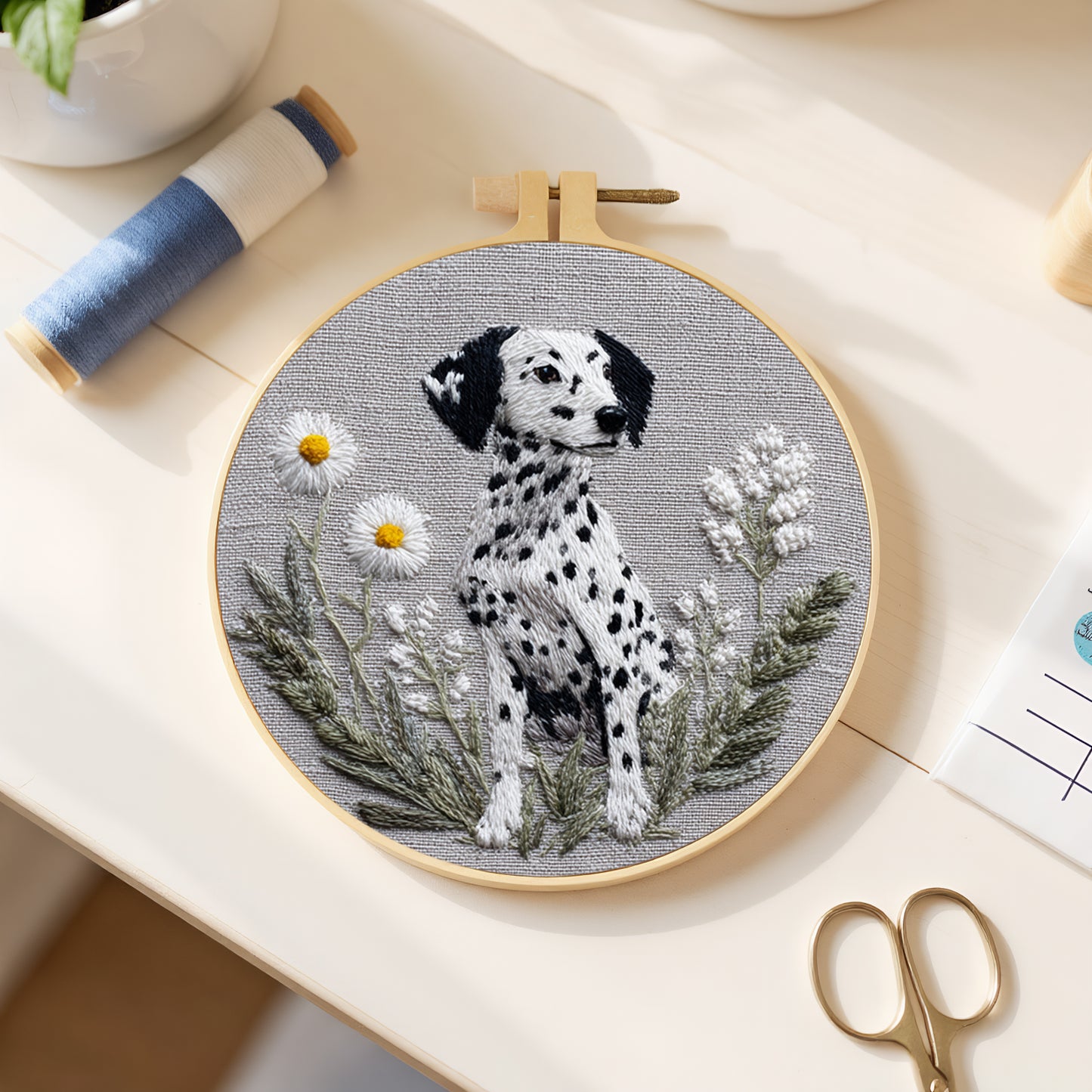 Spot And Bloom - DIY Embroidery Cross Stitch Kit with Pattern Cotton Threads Needles Hoop 30x30CM/11.81x11.81in