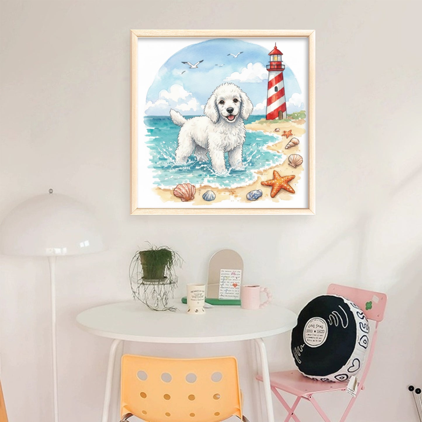 Poodle-Dog - Full 14CT Stamped Cross Stitch 30x30CM - Huacan
