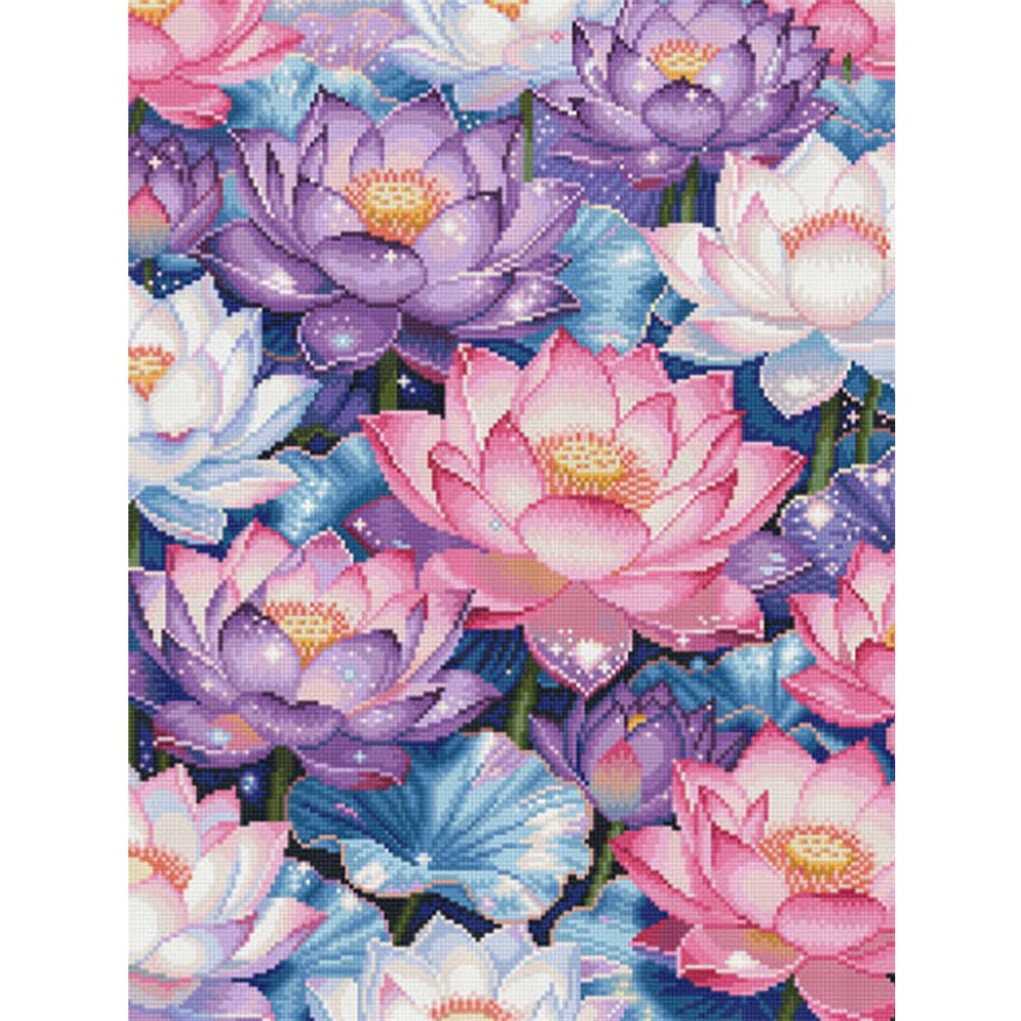 Dreamy Lotus - Full 11CT Stamped Cross Stitch 50x63CM - Mona Lisa
