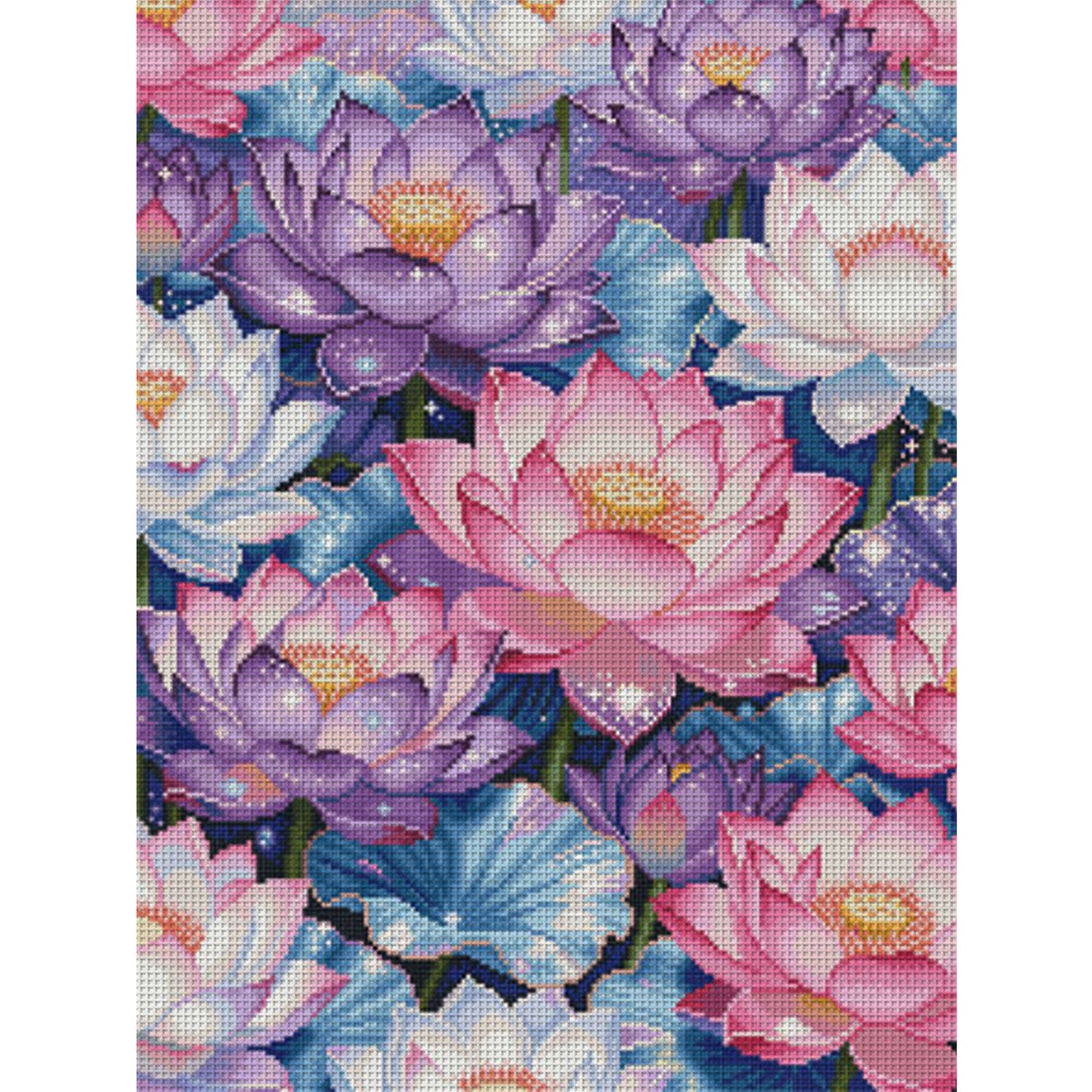 Dreamy Lotus - Full 11CT Stamped Cross Stitch 50x63CM - Mona Lisa