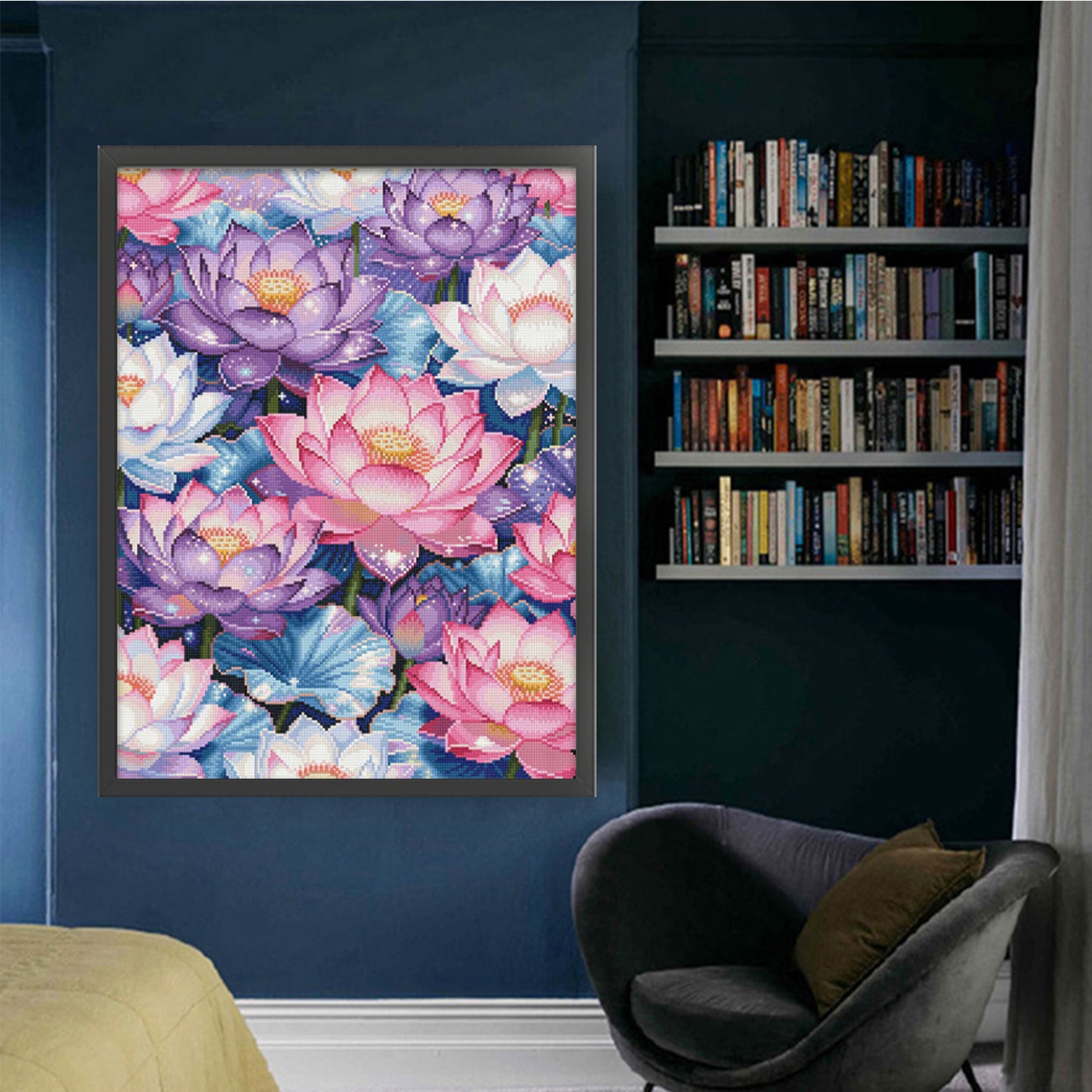 Dreamy Lotus - Full 11CT Stamped Cross Stitch 50x63CM - Mona Lisa
