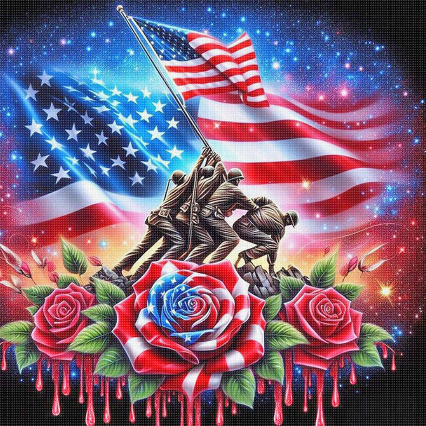 Independence Day - Full 11CT Stamped Cross Stitch 40x40CM - Huacan