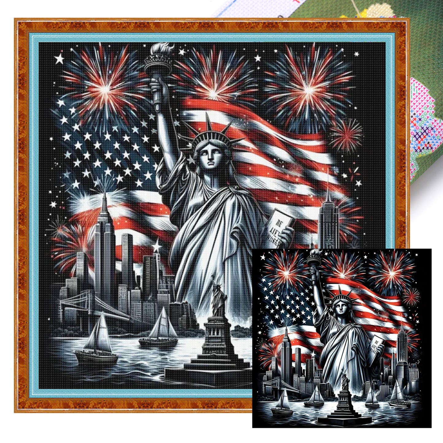 Independence Day - Full 11CT Stamped Cross Stitch 40x40CM - Huacan