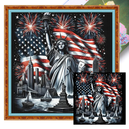 Independence Day - Full 11CT Stamped Cross Stitch 40x40CM - Huacan