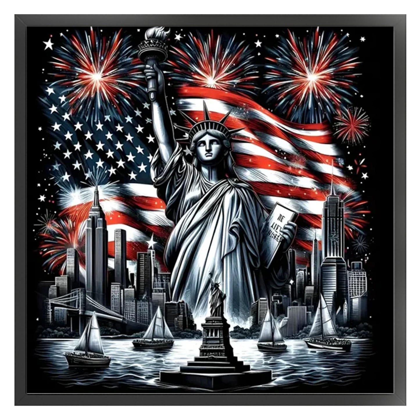 Independence Day - Full 11CT Stamped Cross Stitch 40x40CM - Huacan