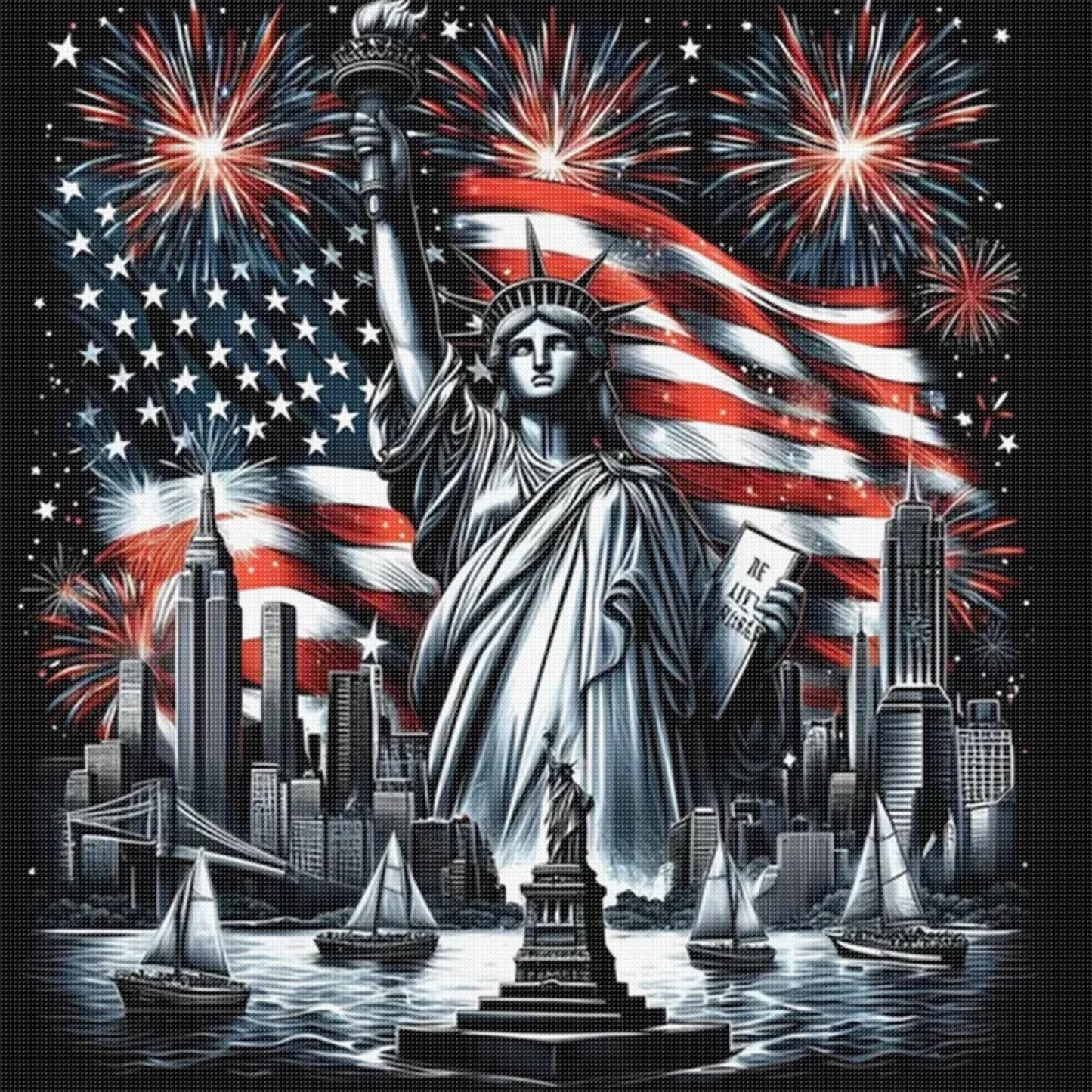 Independence Day - Full 11CT Stamped Cross Stitch 40x40CM - Huacan