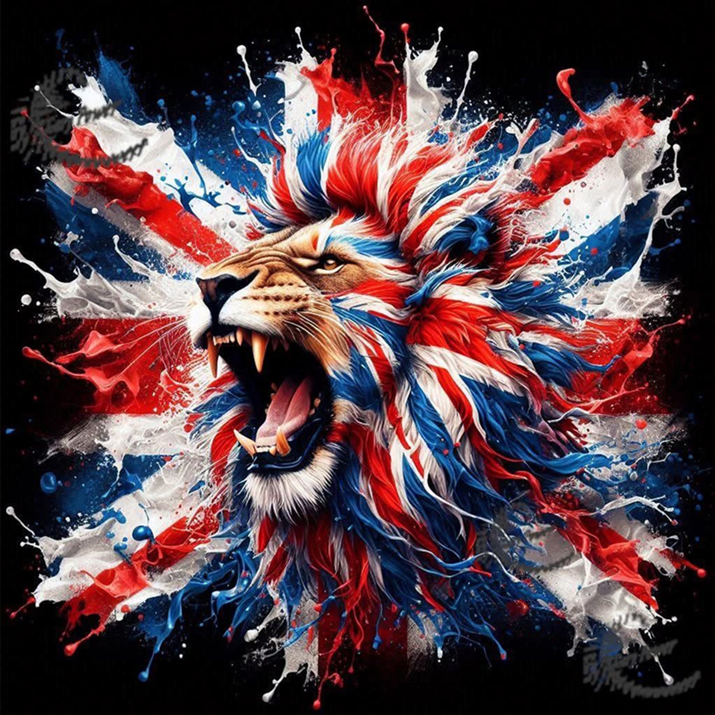 Patriotic Lion - Full 11CT Stamped Cross Stitch 40x40CM - Huacan