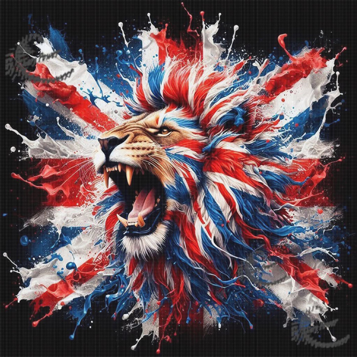 Patriotic Lion - Full 11CT Stamped Cross Stitch 40x40CM - Huacan