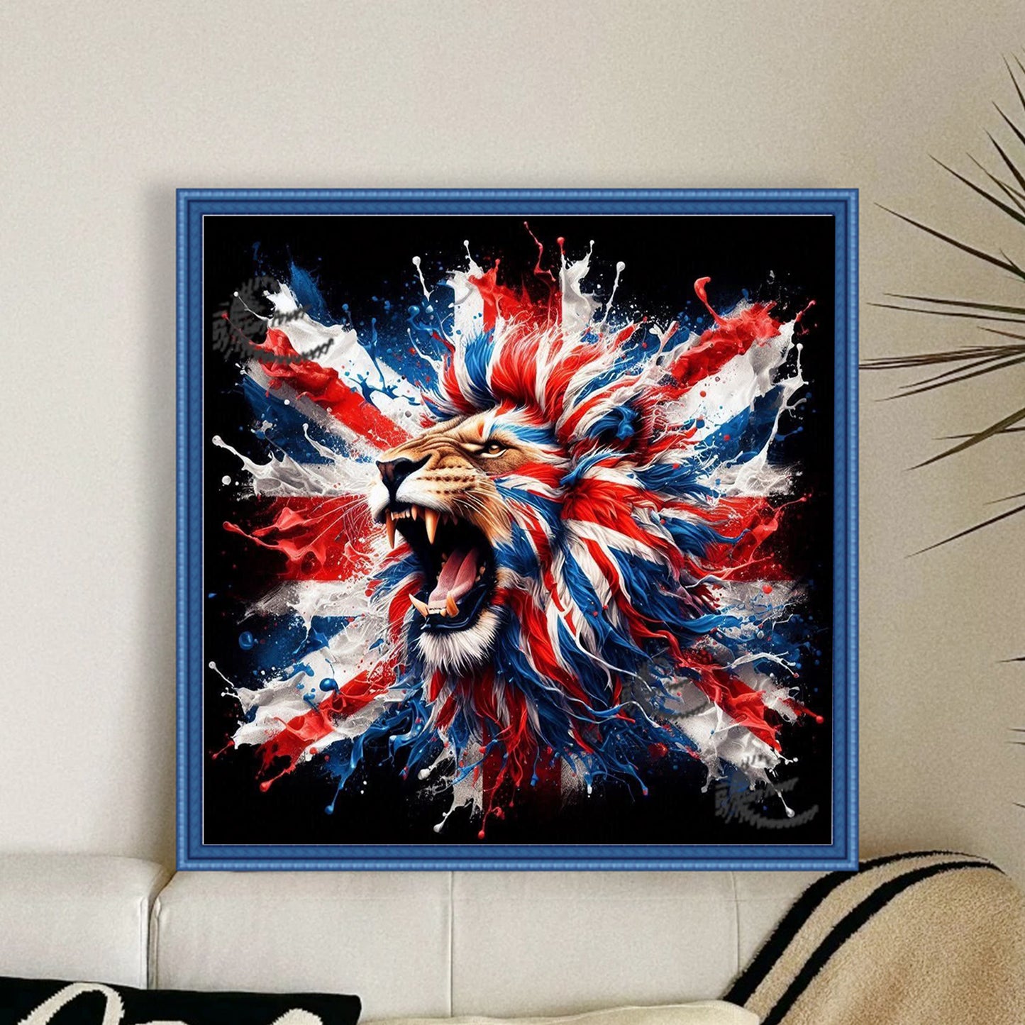 Patriotic Lion - Full 11CT Stamped Cross Stitch 40x40CM - Huacan