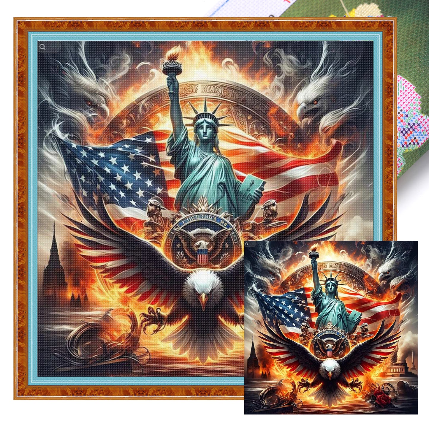 Independence Day - Full 11CT Stamped Cross Stitch 40x40CM - Huacan