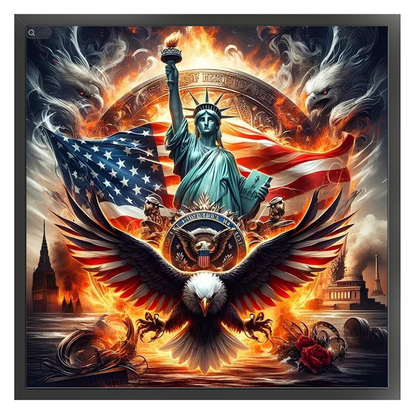 Independence Day - Full 11CT Stamped Cross Stitch 40x40CM - Huacan