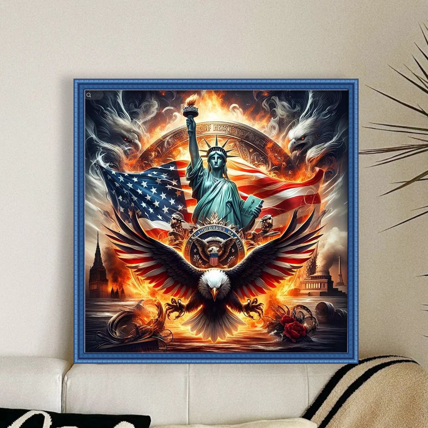 Independence Day - Full 11CT Stamped Cross Stitch 40x40CM - Huacan