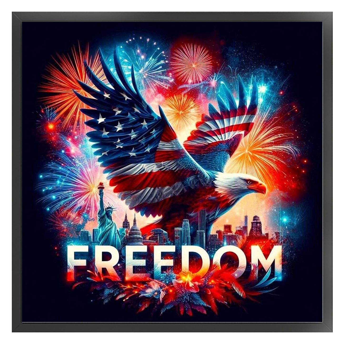 Independence Day - Full 11CT Stamped Cross Stitch 40x40CM - Huacan