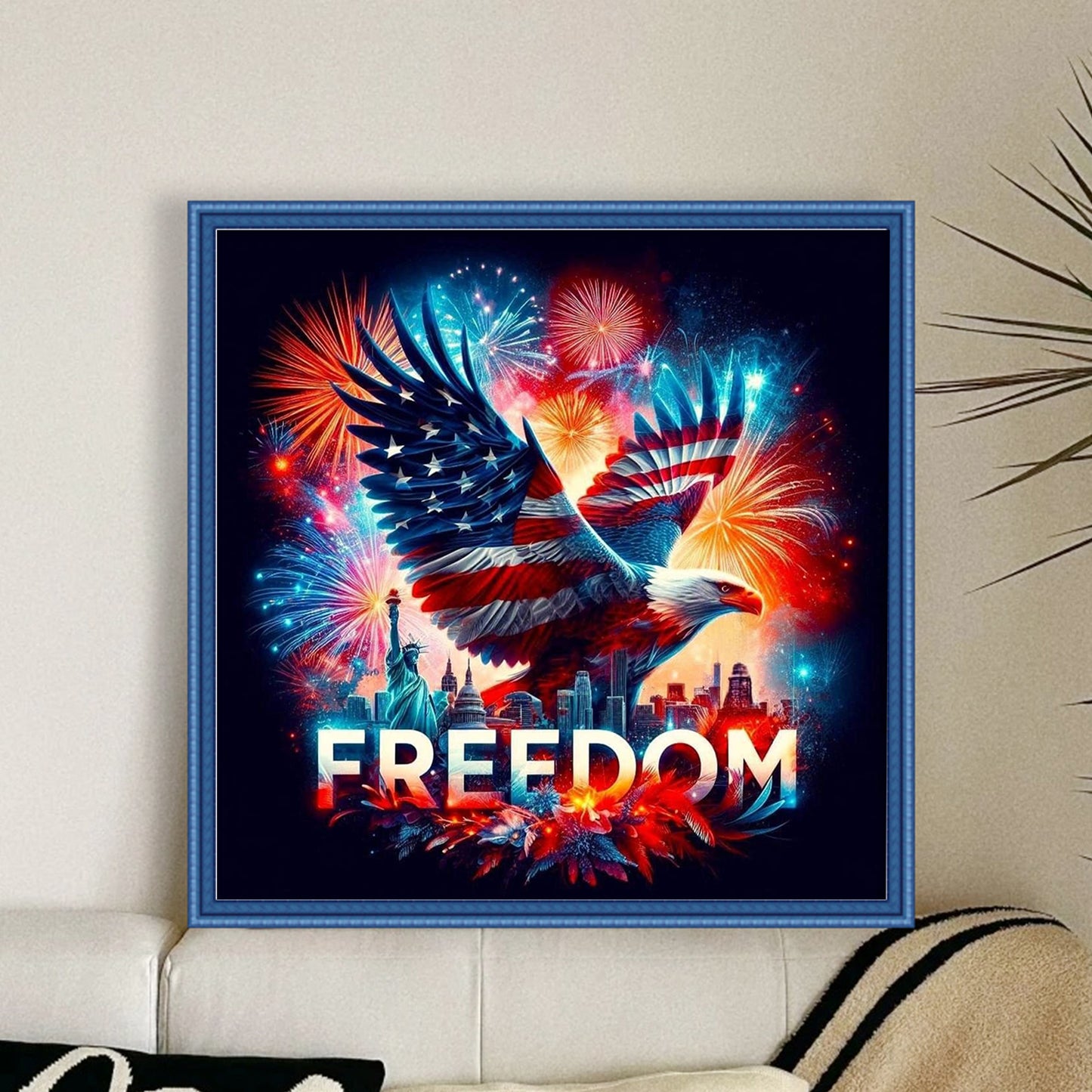 Independence Day - Full 11CT Stamped Cross Stitch 40x40CM - Huacan