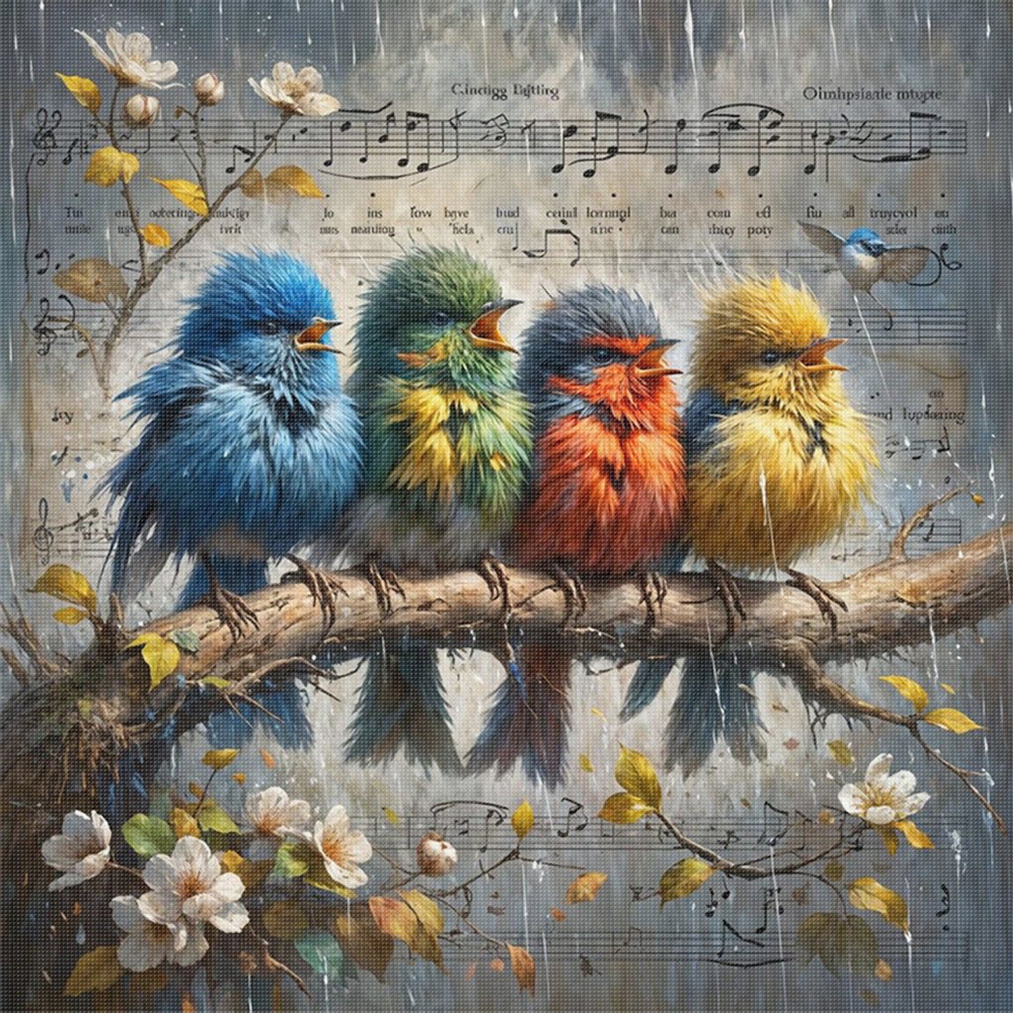 Bird - Full 11CT Stamped Cross Stitch 40x40CM - Huacan
