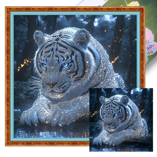 Flash Tiger - Full 11CT Stamped Cross Stitch 40x40CM - Huacan