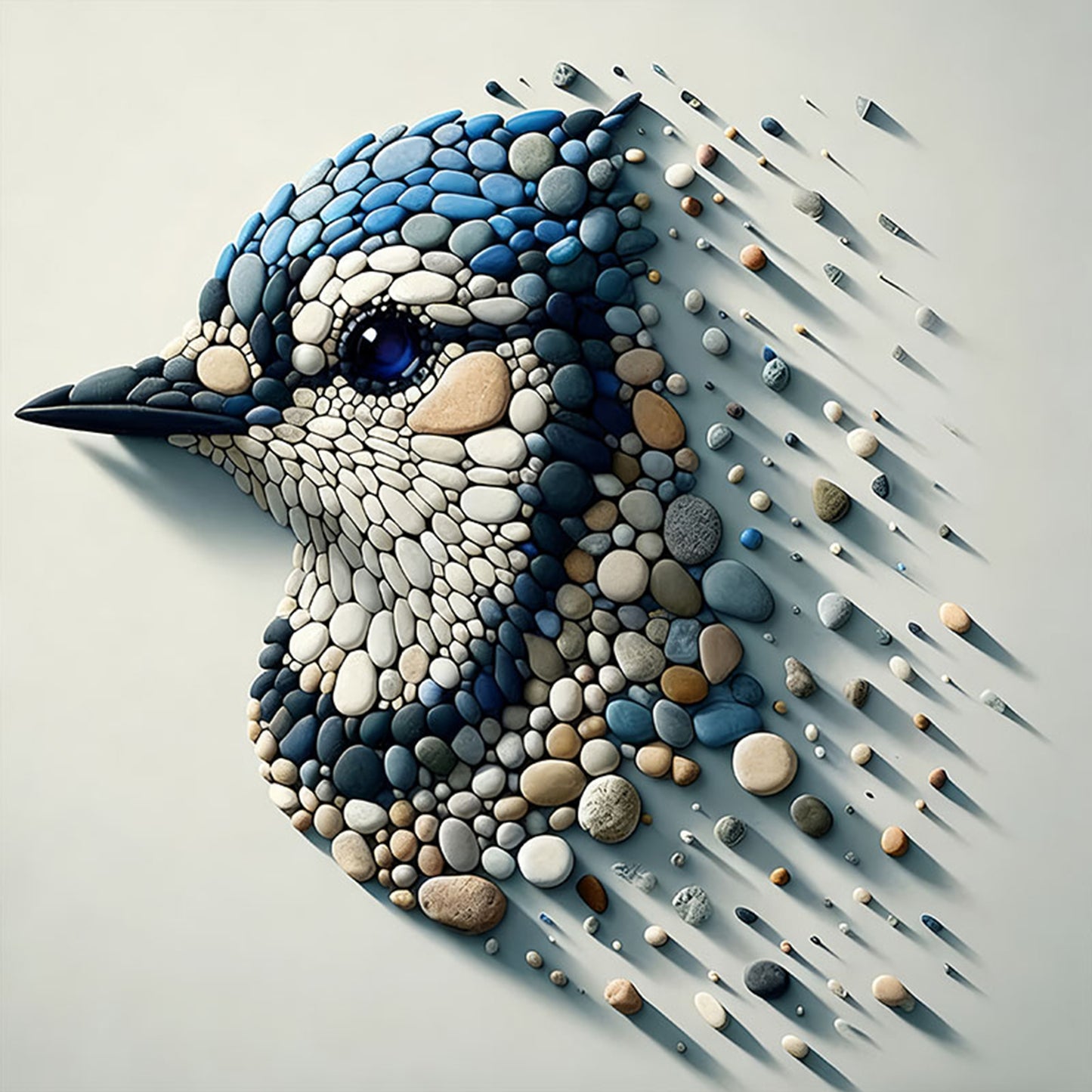 Stone Art Bluebird - Full 11CT Stamped Cross Stitch 40x40CM - Huacan