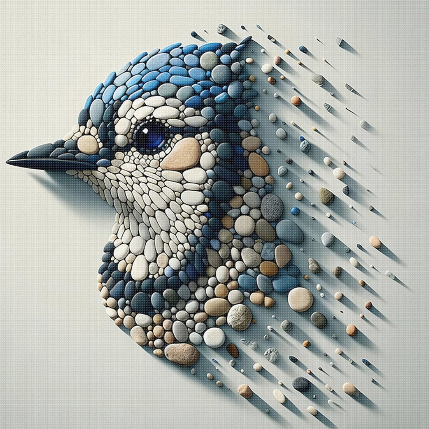 Stone Art Bluebird - Full 11CT Stamped Cross Stitch 40x40CM - Huacan