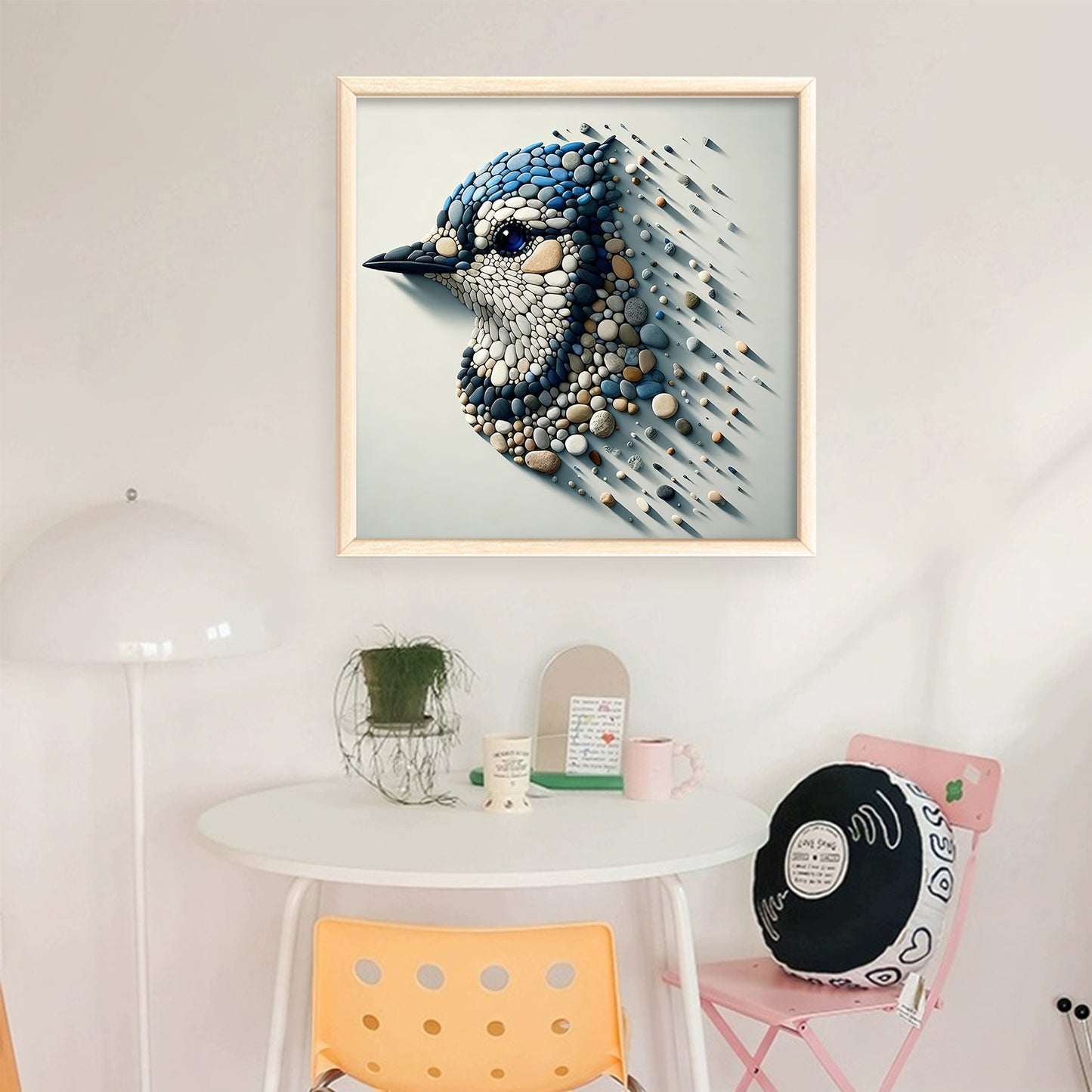 Stone Art Bluebird - Full 11CT Stamped Cross Stitch 40x40CM - Huacan